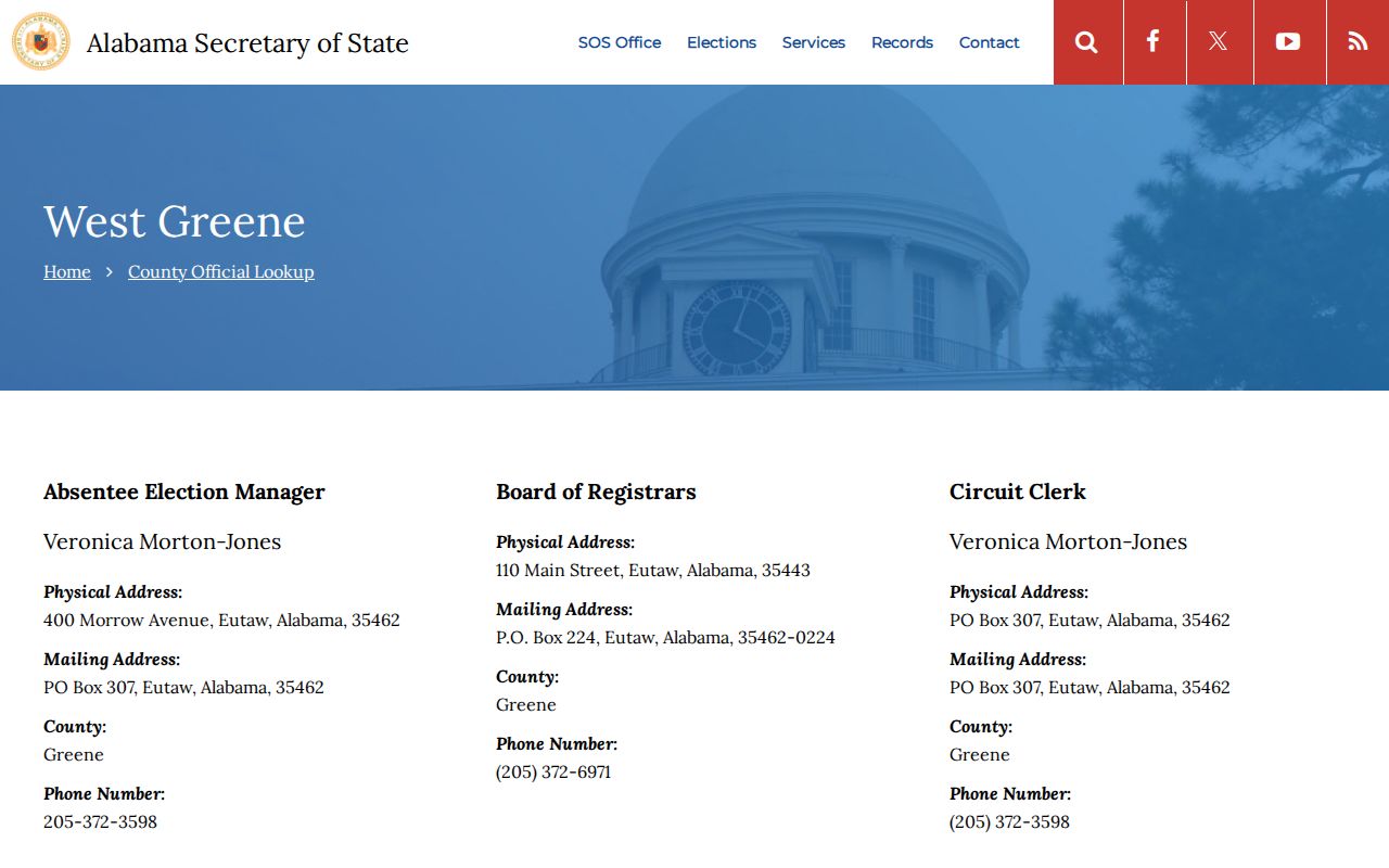 Greene County court docket officials and courthouse listing